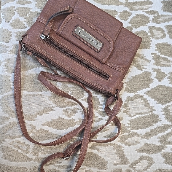 Rosetti Brown Crossbody Bag with Textured Finish and Sleek Design